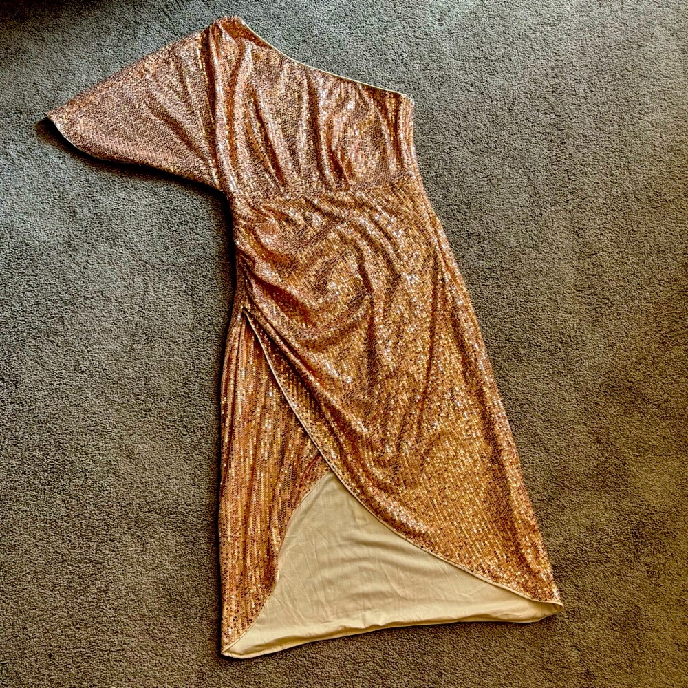 Sparkly glitter Asymmetrical Pencil Sequin one shoulder  Dress